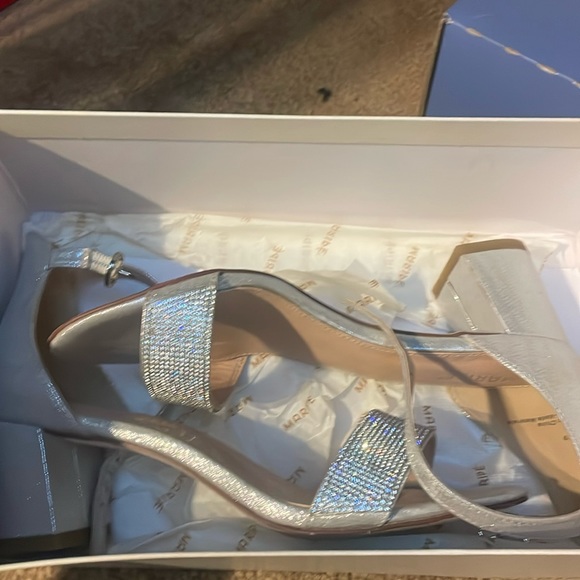 Shoes - Silver heels with rhinestones